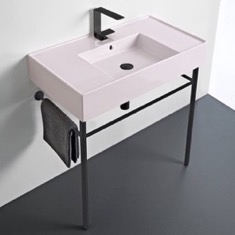 Modern Console Sink, Pink Ceramic Sink, 32 inch